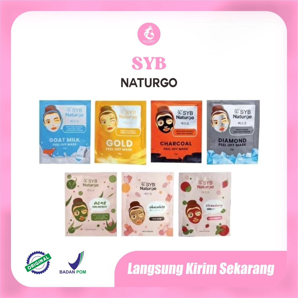 SYB Naturgo Peel Off Mask 10g - SYB NATUR90 - Acne Chocolate Strawberry Gold Goat Milk Charcoal Diamond