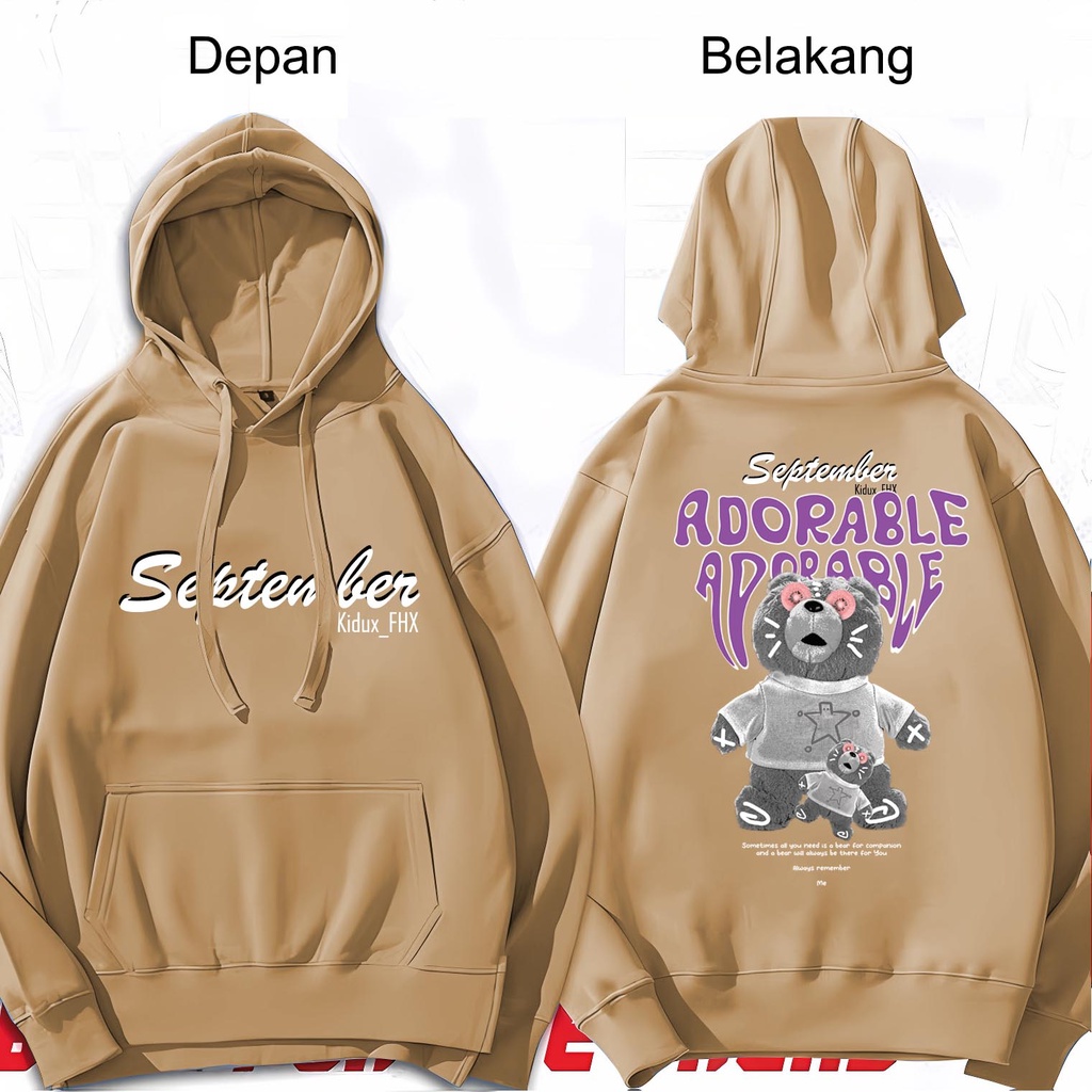 Lilipop.id Sweater Hoodie Pria September Bear C Hoodie Kupluk Jumper Outwear Long sleve Trendy Terbaru