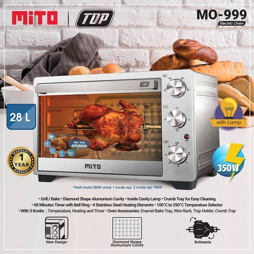 [PACKING KAYU] MITO Electric Oven MO999 TOP WOOD SERIES 28L - Pink &amp; Putih MO 999 Wood Series