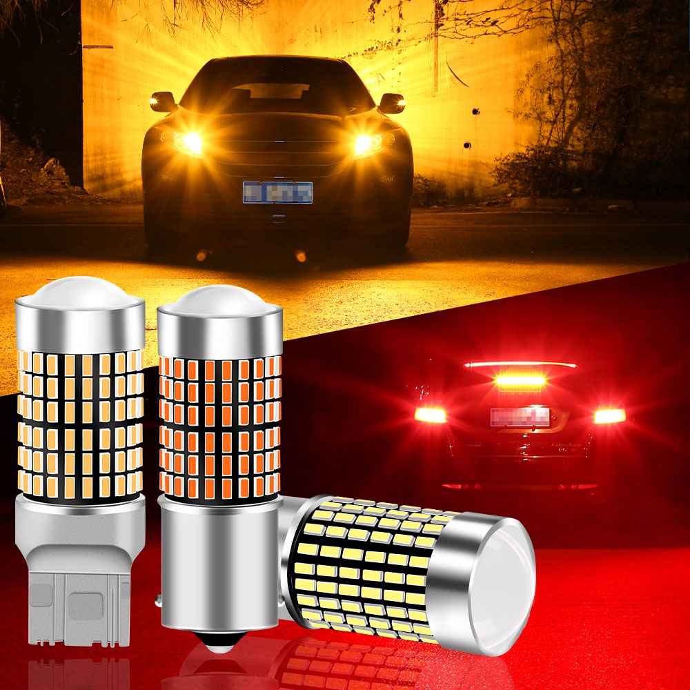 [1PCS] 144led 1156/P21W/PY21W T20/7440 /7443 1157/P21-5W Lampu Bohlam Mundur Rem Sein Mobil
