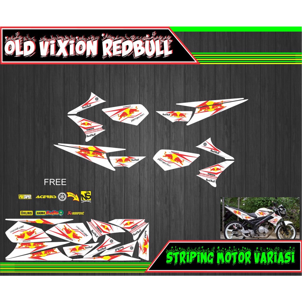 striping stiker decal motor vixion old redbull