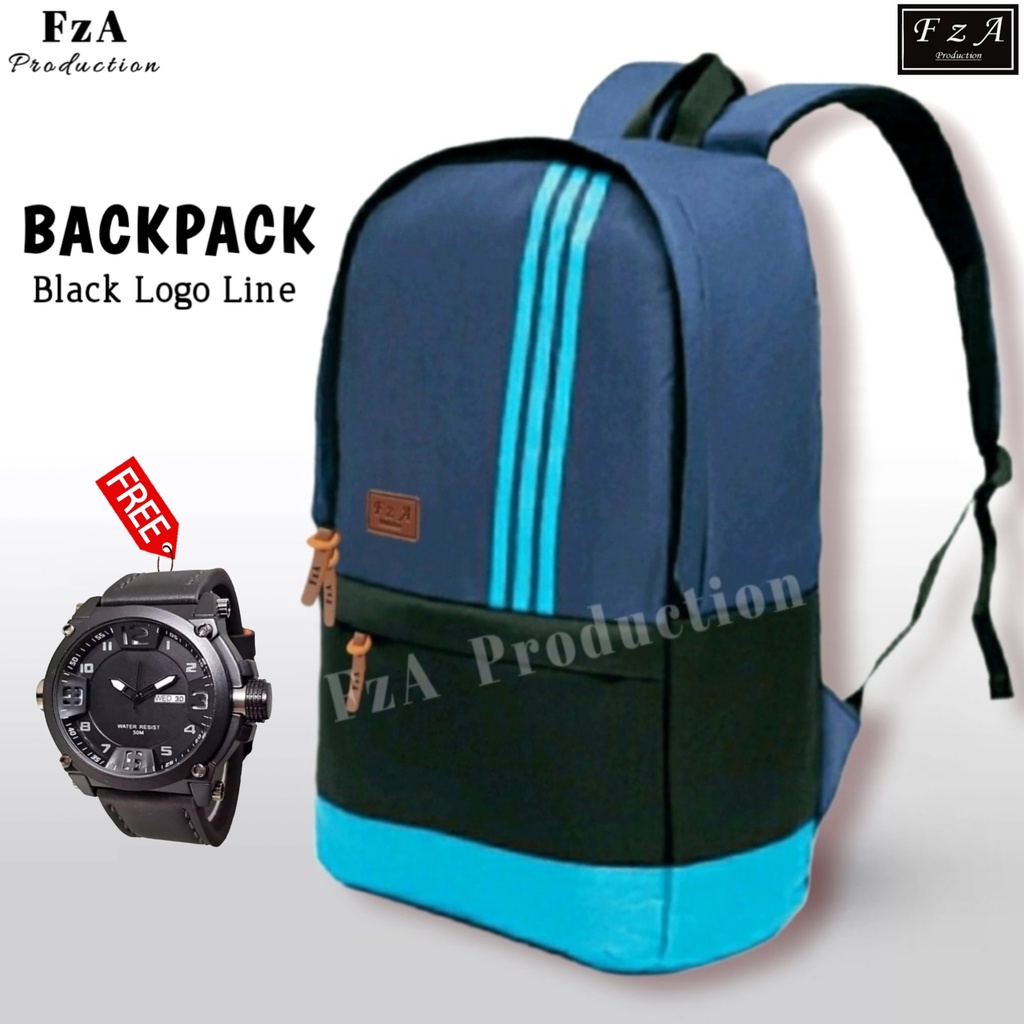 Tas Ransel Gendong Laptop Distro Sekolah Kuliah Pria Wanita Backpack Tas Ransel Laptop Original FREE Jam Tangan Pria