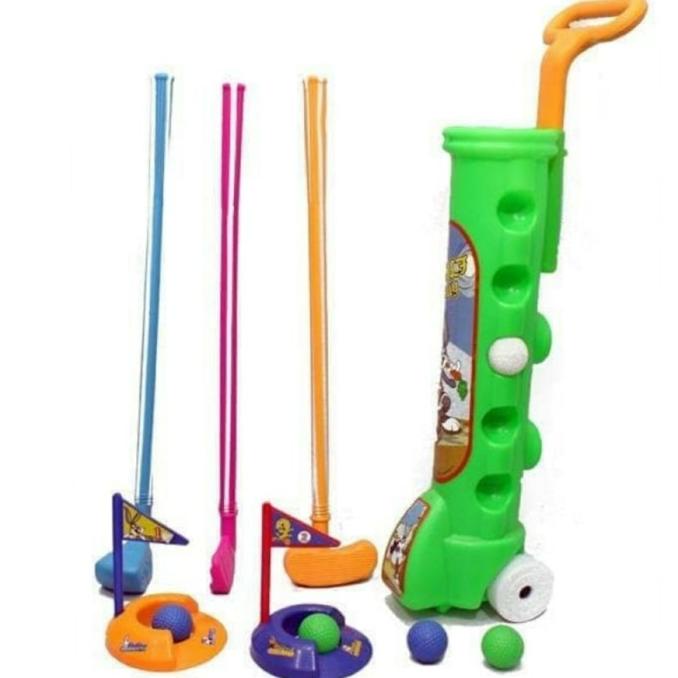 Golf Mainan Anak Set Besar Plastik Peralatan Stick Golf Play Stik Bola