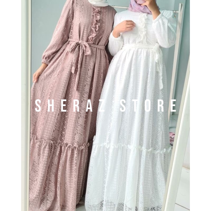 Gamis Dress Brukat Jumbo Ld 120 130 140 ZIZARA BRUKAT S M L XL XXL XXXL 5L Gamis Wanita Terbaru 2022