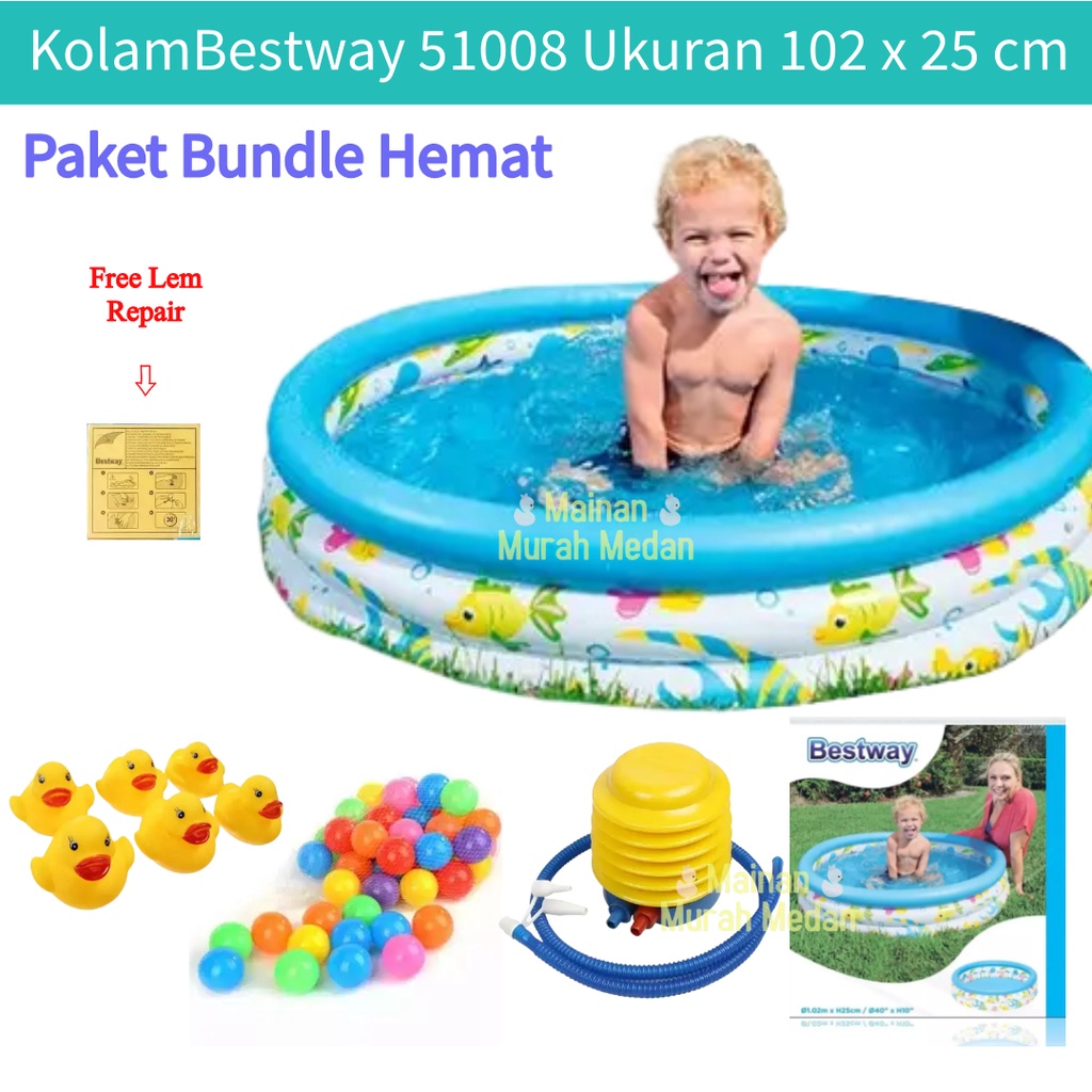 Mainan Murah Medan - Bestway 102 cm 51008 Kolam Renang Anak dan Bayi Ocean Life