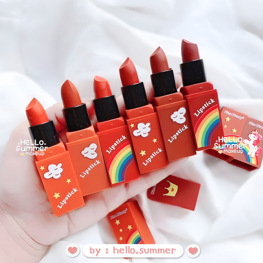 RED RAINBOW UNICORN Matte Lipstick Stick Tahan Lama Kiss Beauty 3.5gr