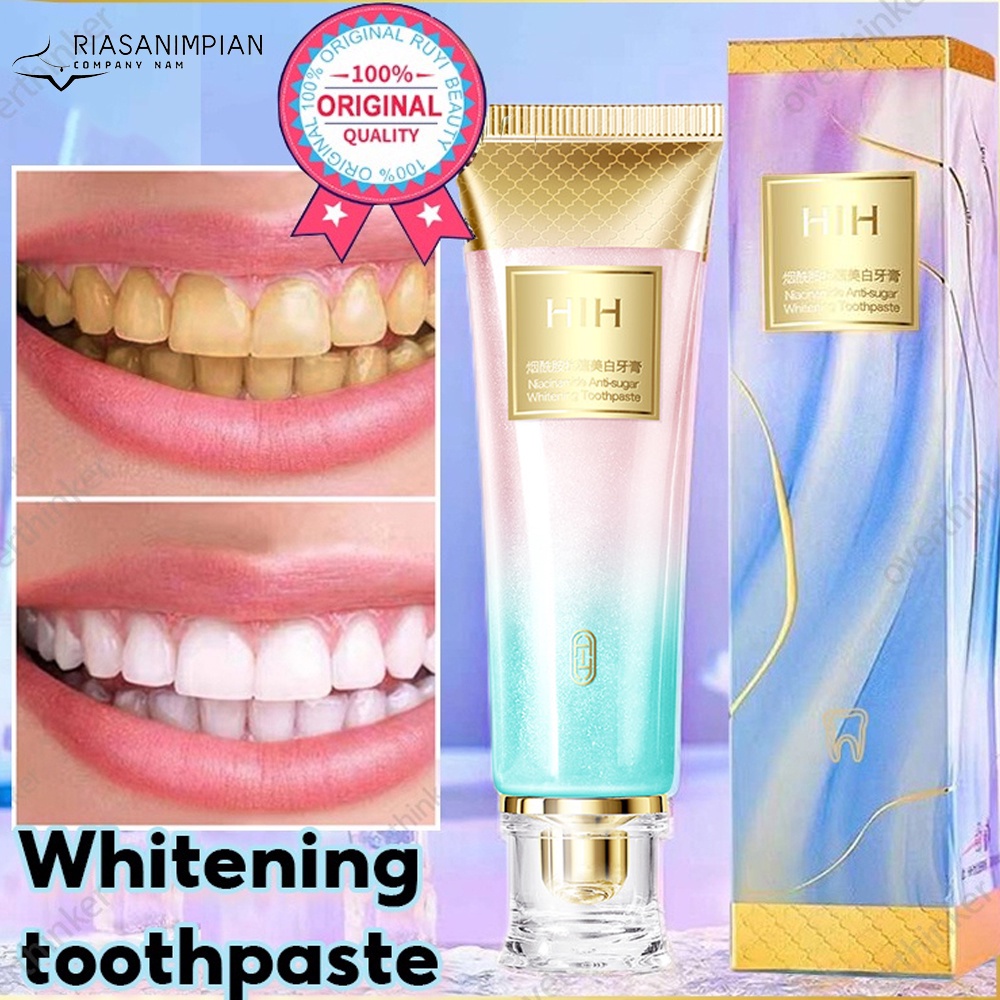 【Murah】 Whitening toothpaste Gigi putih Pasta gigi whitening Pasta gigi pemutih gigi HIH pemutih gigi dan karang gigi Mousse Pemutih Gigi Pembersih Mulut Pasta Gigi Berbusa Nafas Segar Menghilangkan plak dan