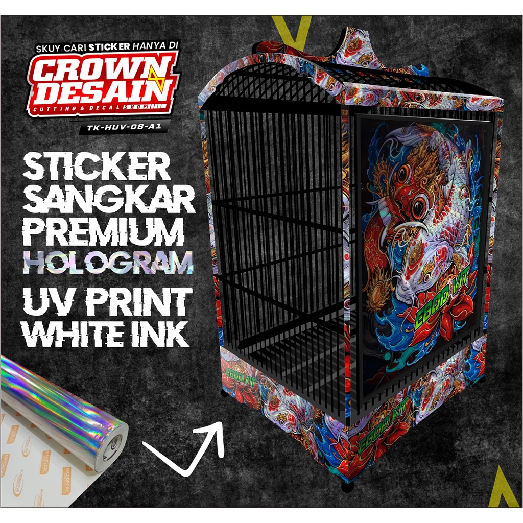 DECAL SANGKAR KOTAK EBOD VIT KOI - STIKER TEBOK KOTAK SPESIAL EDITION TK-HUV