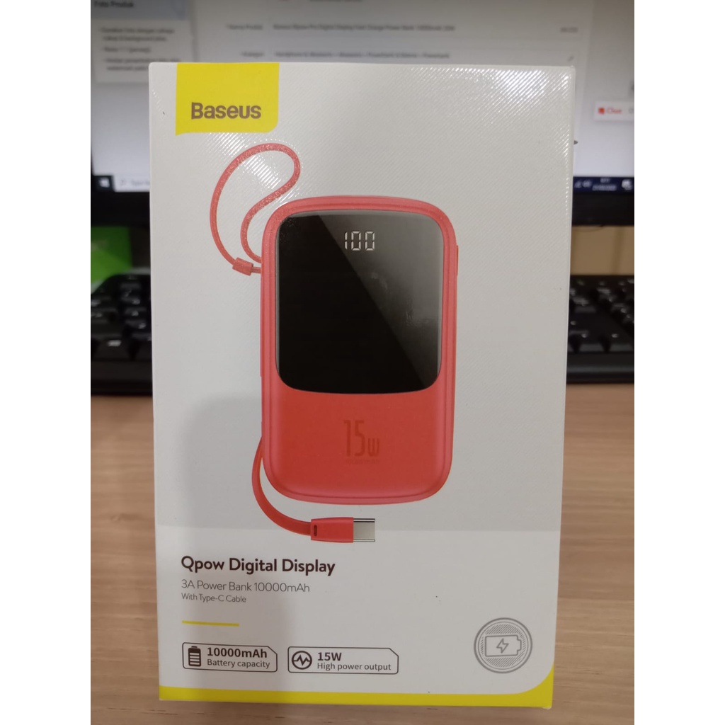 Baseus Powerbank 10000mAH Qpow Digital Display 3A Iphone/Type-C - PPQD