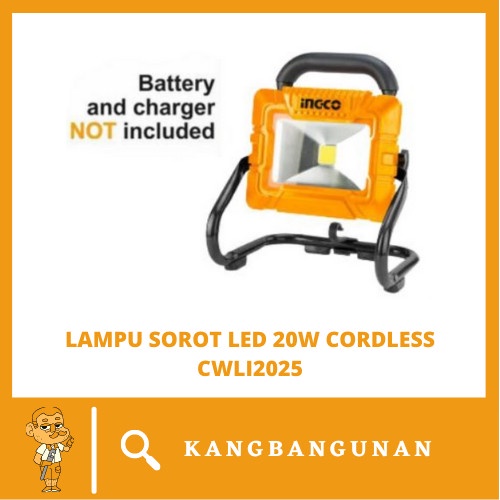 Terlaris Lampu Sorot 20 Watt Tembak Led Cordless 20V Work Lamp Ingco Cwli2025