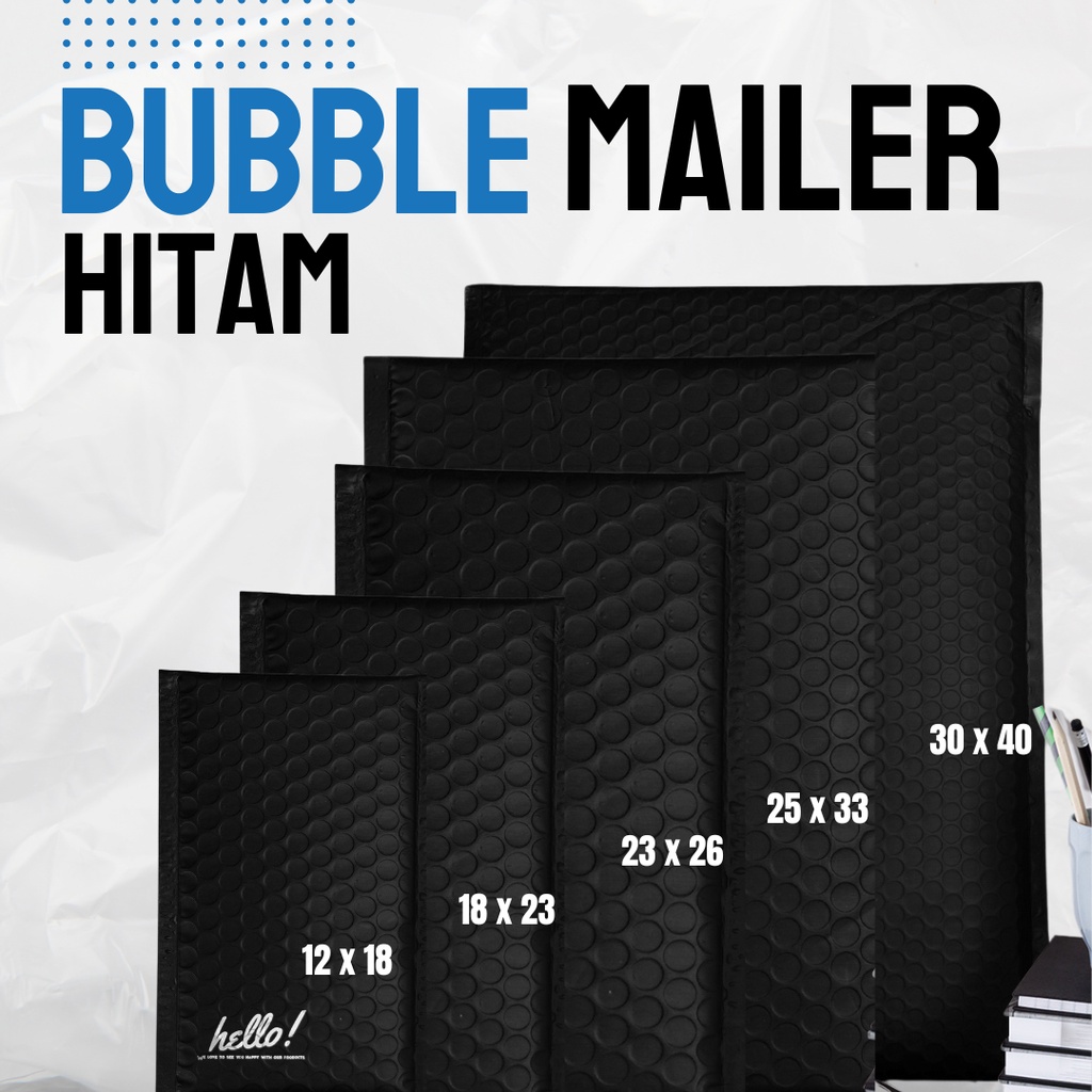 RUSFET Amplop Bubble Mailer, Rusfet PREMIUM Mailer Black Hitam Wrap Envelope