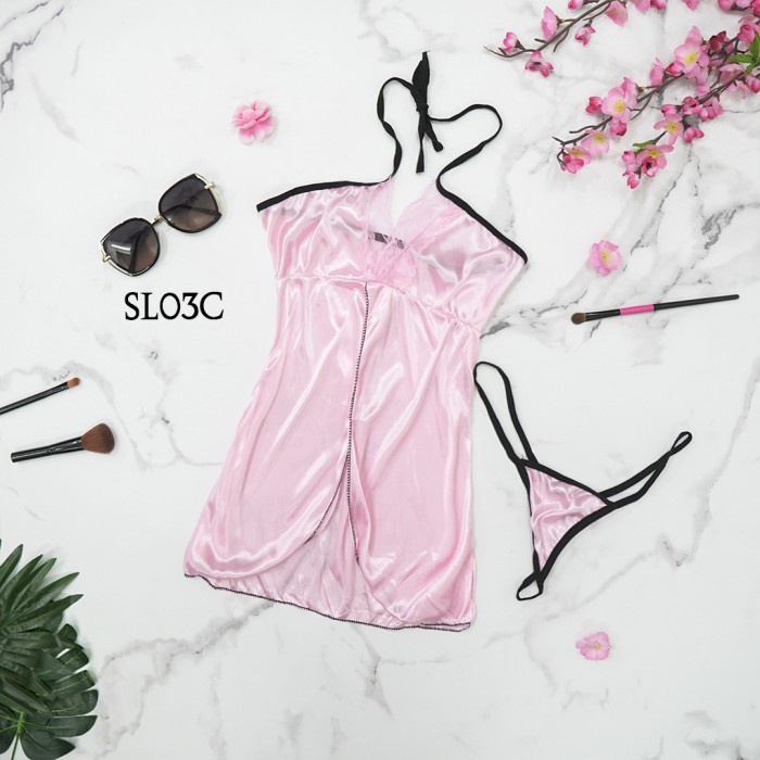 LINGERIE SEKSI LACE BAJU TIDUR SEKSI PINK MURAH WANITA PINK SL03C HIGHT QUALITY 