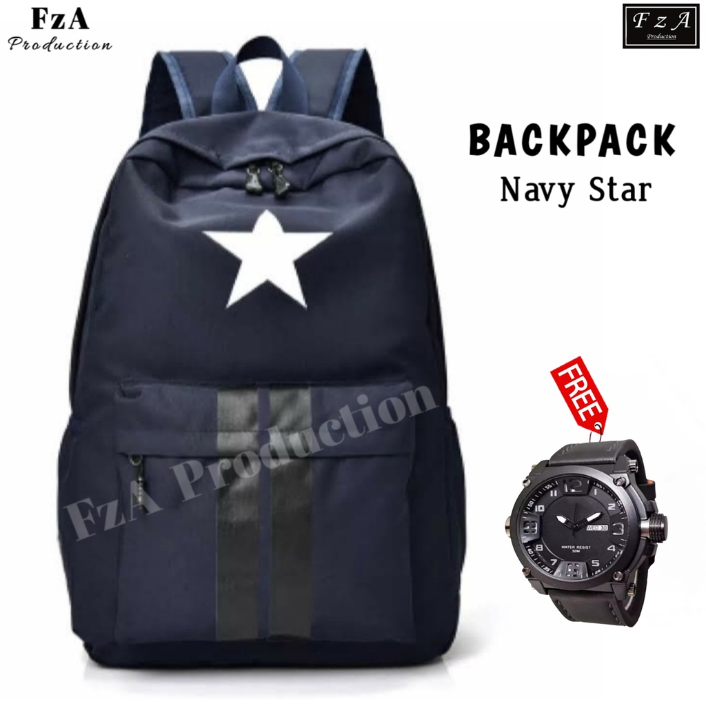 FzA Official - Tas Ransel Gendong Laptop Distro Sekolah Kuliah Pria Wanita Black Murah Original Tas Punggung Laptop - BSQS