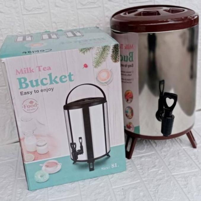 Water Jug Milk Tea Bucket Stainless Steel 8L - Drink Jar