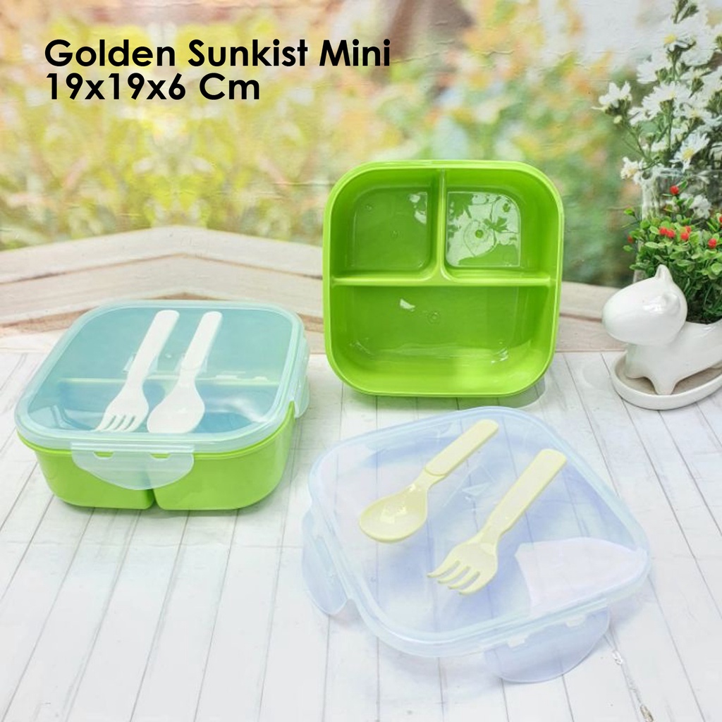 set Kotak Makan lunch box Golden Sunkist kotak bekal dan tas bekal lunch box kotak bekal anti bocor