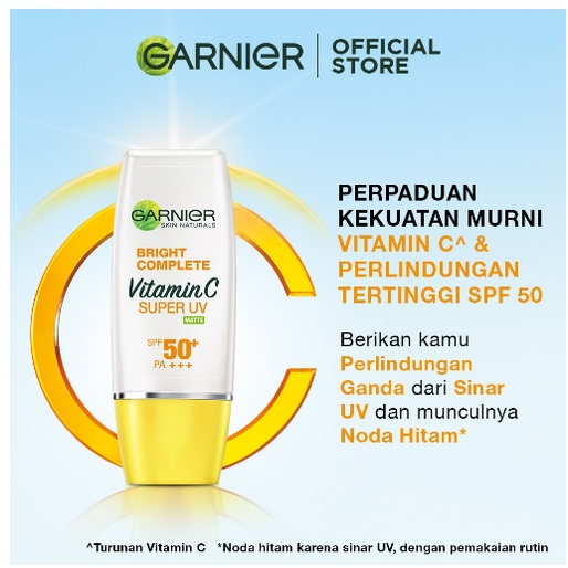 Garnier Bright Complete Super UV Spot Proof SPF 50+ PA+++ 30ml - Skincare Wajah Sunscreen Sunblock (Light complete)