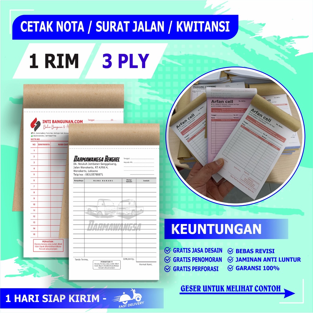 

nota custom 3 ply 1 rim bebas desain