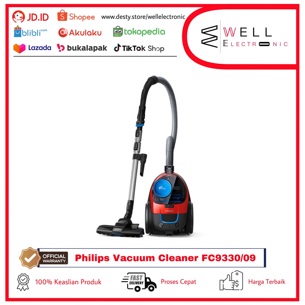 PHILIPS FC9330/09 Vacuum Cleaner PowerPro Compact FC 9330 Penghisap Debu TriActice Nozzle