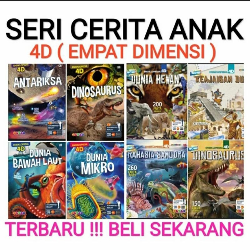 Buku Ensiklopedia Anak 4D ( cerita  Rahasia Samudra laut Dinosaurus Dunia Hewan Keajaiban Dunia )