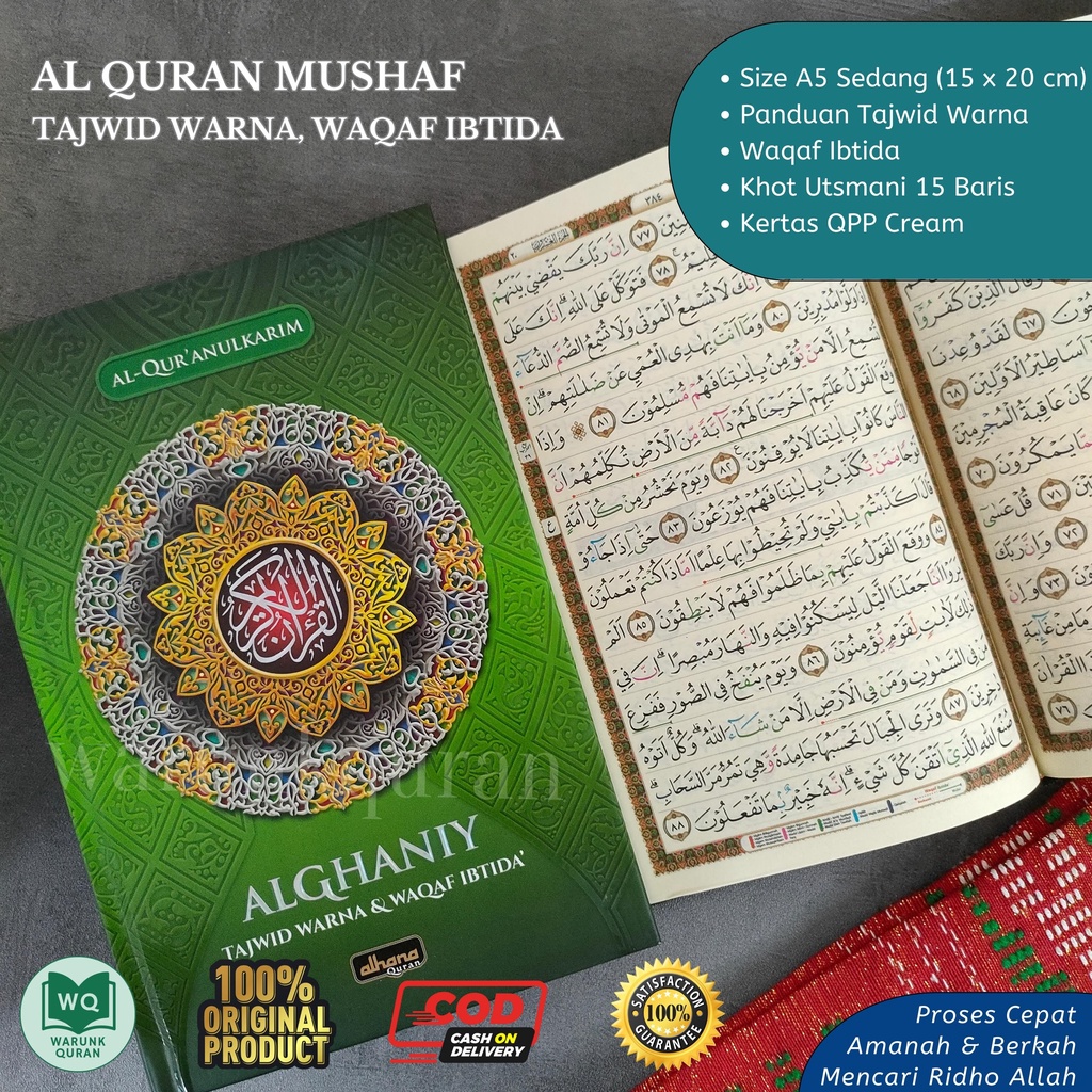 Quran Al Ghaniy Mushaf Tajwid Warna Waqaf Ibtida A5 Sedang
