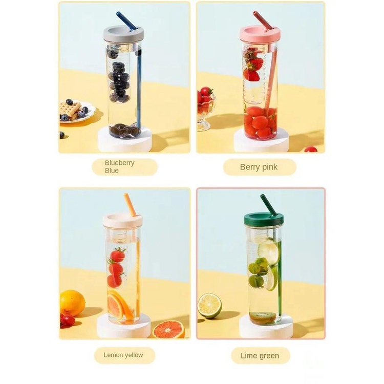 Botol Minum Infused 700ml / Botol Minum + Sedotan / Botol Sedotan Infused / Tumblr Cup Unik