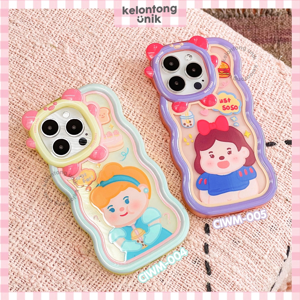 For iPhone - Princess 3D Little Monster Wavy Case/ Curly Edge Soft Case