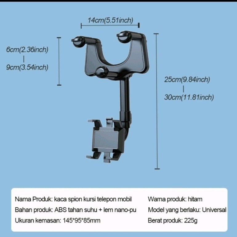 holder hp kaca mobil putar 360 derajat - car holder rear mirror