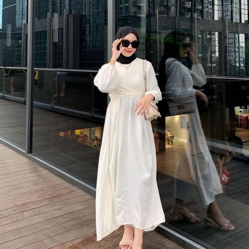 BAJU DRESS CRINCLE AIRFLOW ALETHA DRESS TERBARU REMAJA DRESS GAMIS PUTIH POLOS GAMIS VIRAL BAJU GAMIS WANITA