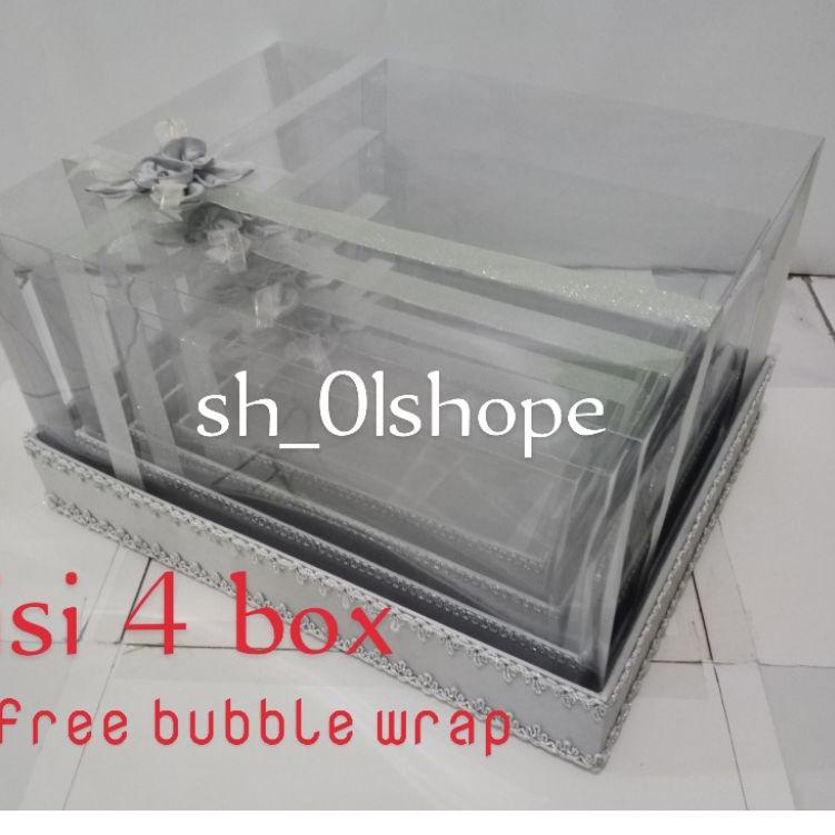 

۩ Kotak Hantaran Pernikahan mika pita silang 1 set isi 4 box " ukuran JUMBO" ❉