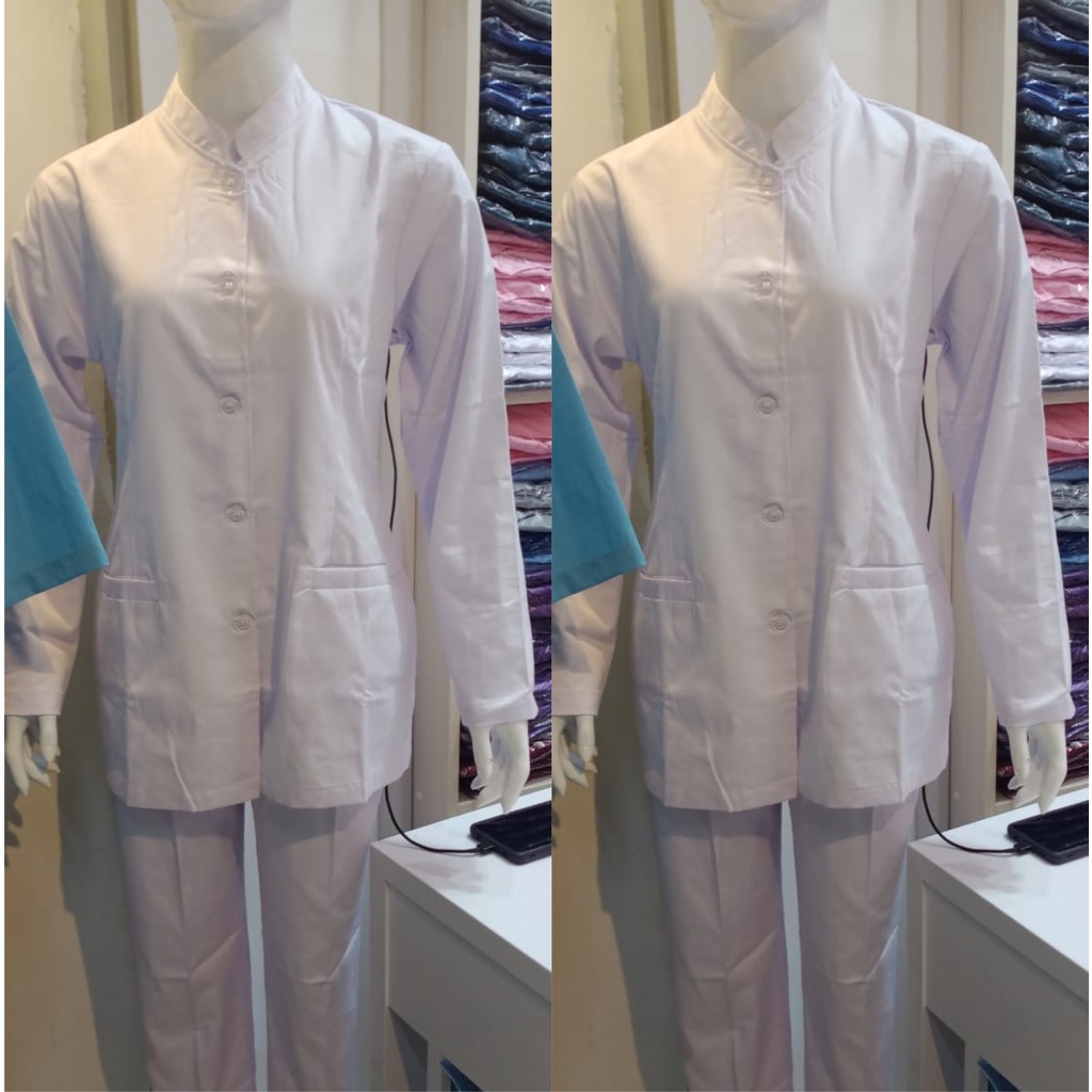 BAJU PERAWAT PUTIH LENGAN PANJANG WANITA