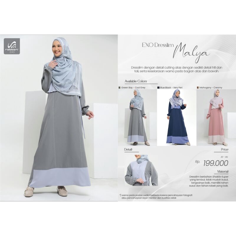 Exo Dresslim Malya Rabbani - Dresslim Malya Rabbani - Gamis Rabbani Ayeleen - Gamis Ayeleen Rabbani 