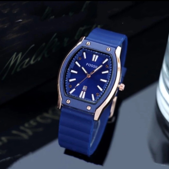 COD Jam Tangan Wanita Fashion FS Oval New Tanggal aktif Strap Rubber Karet Import Murah G59