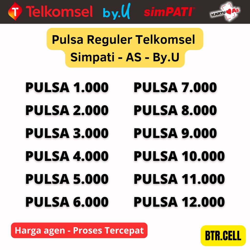 MURAH PULSA TELKOMSEL SIMPATI LOOP AS BY.U 1K 2K 3K 4K 5K 6K 7K 8K 9K 10K 11K 12K PULSA MENAMBAH MAS