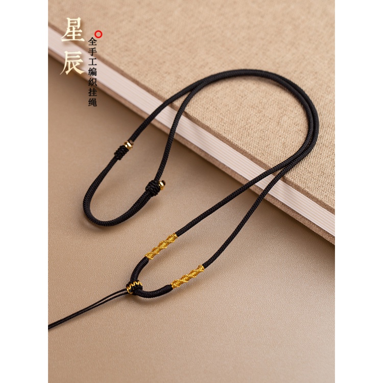 ▧ஐYikai tenunan tangan lanyard liontin emas kuno sederhana pria dan wanita giok liontin giok emas me