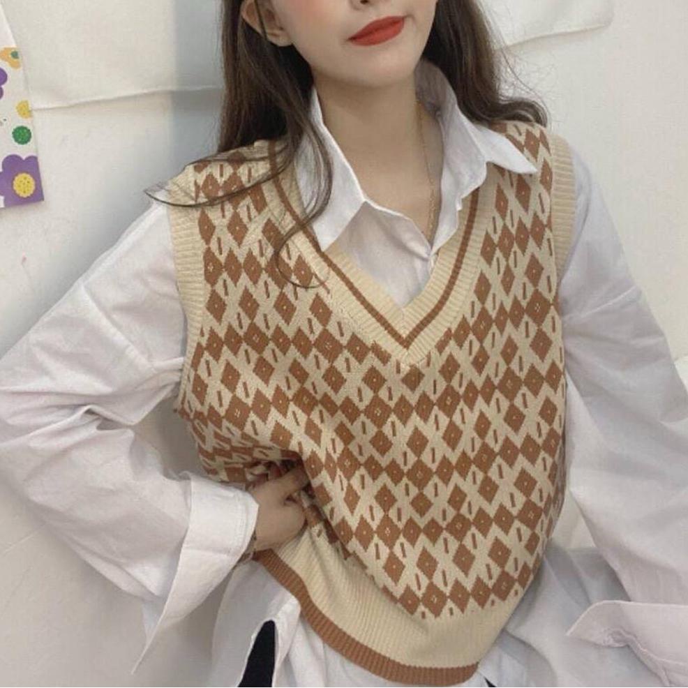 MENARIK kaos Vest Vintage Rompi Rajut sido rompi rajut wanita