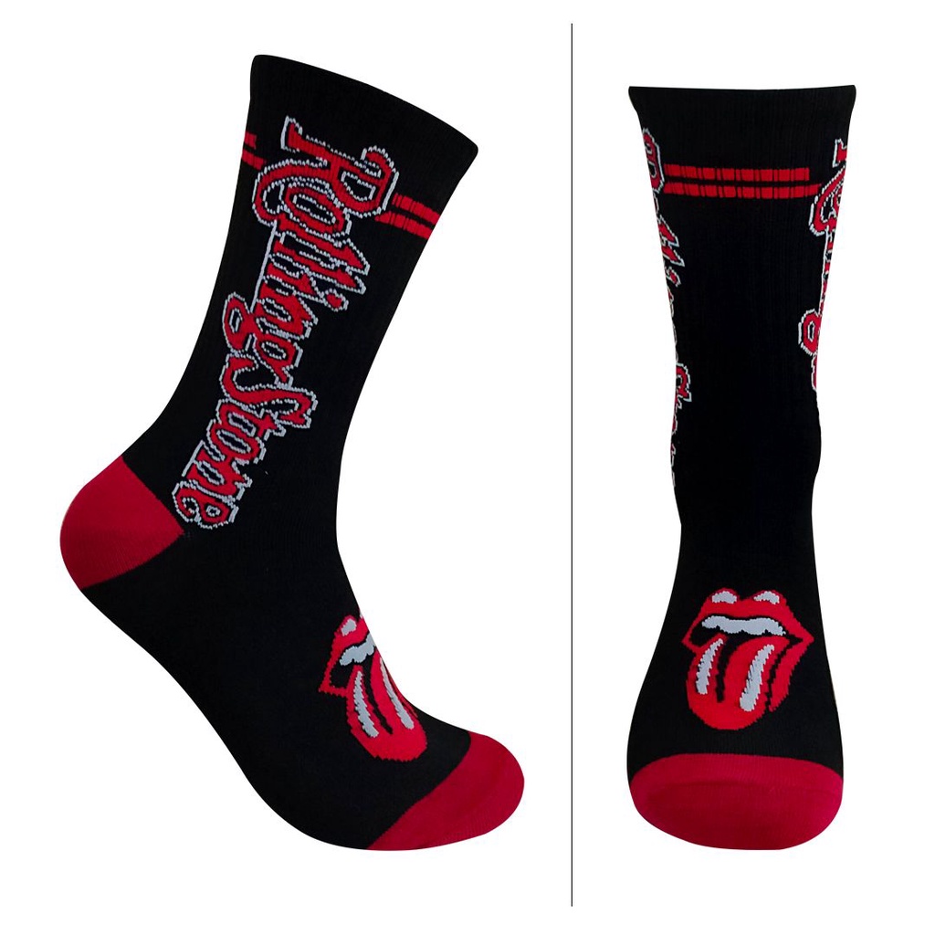 Kaos Kaki Motif Rolling-Stone Hitam ( B89 )