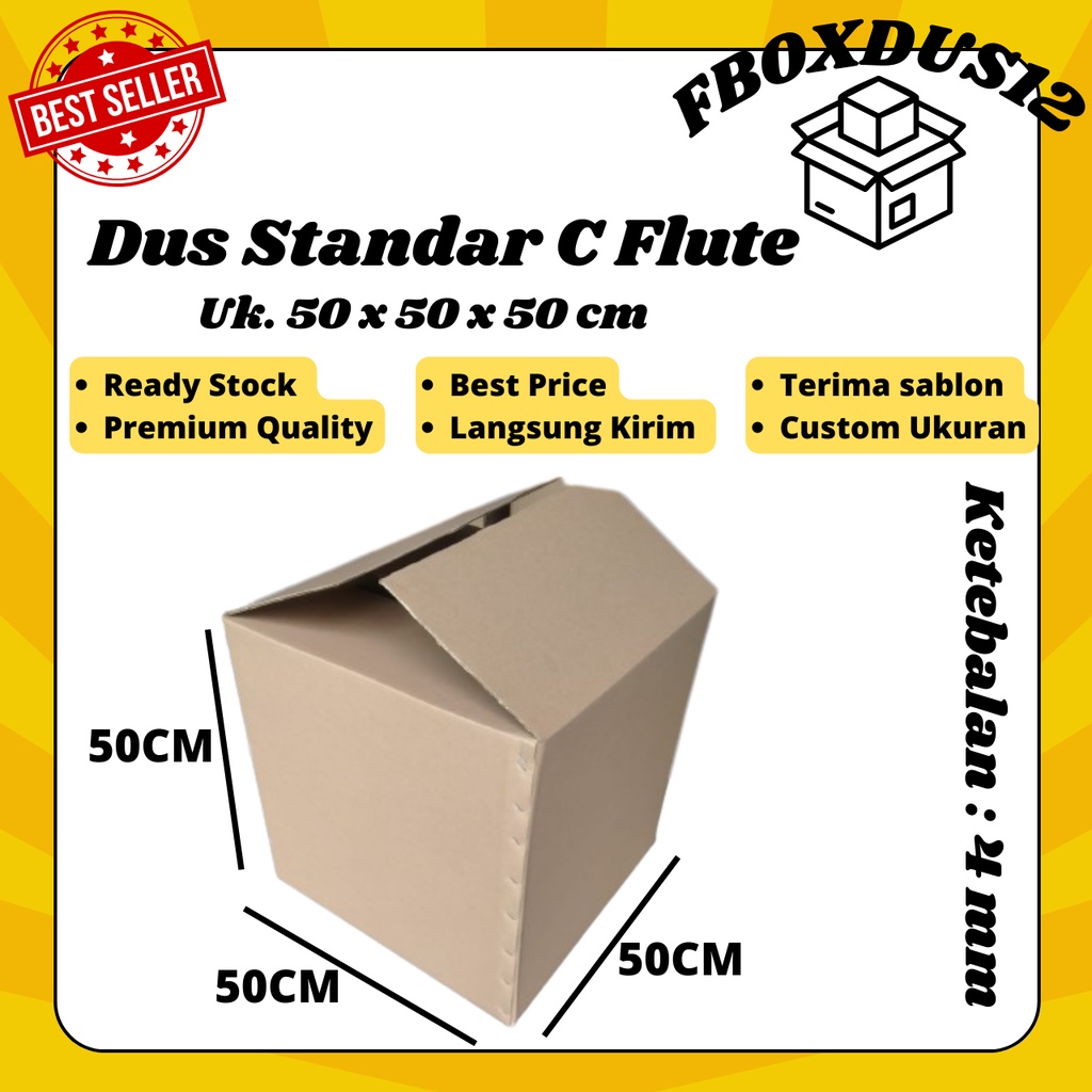 

Dus Pindahan/Kardus Box/Dus Kemasan Barang Uk. 50x50x50cm C Flute Kuat Polos