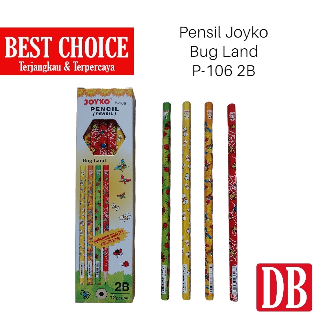 

Pensil 2B / Pensil Tulis Joyko P-106 Bug Land 2B (12pcs)