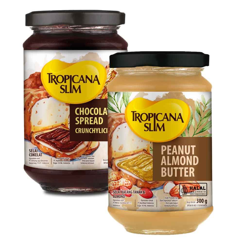 

Duo Rasa - Slim Peanut Almond Butter Spread Jam 300 Gram & Slim Chocolate Spread 300 Gram