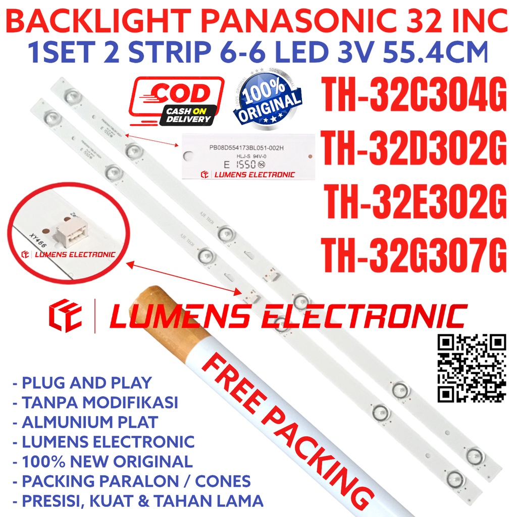 BACKLIGHT TV LED PANASONIC 32 INC TH 32C304 32D302 32E302 32G307 G LAMPU BL 6K 3V TH-32C304G TH-32D3