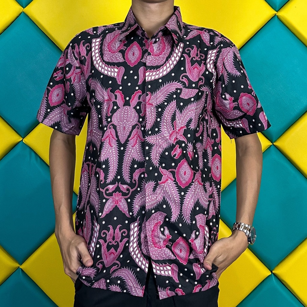 BSWART Batik HRB026 kenongo kemeja panjang anjani biru Pekalongan M L XL Batik Pria MURAH Modern Grosir