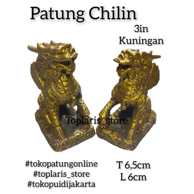 Patung Kirin Chilin Kilin 3in Kuningan Padet 022
