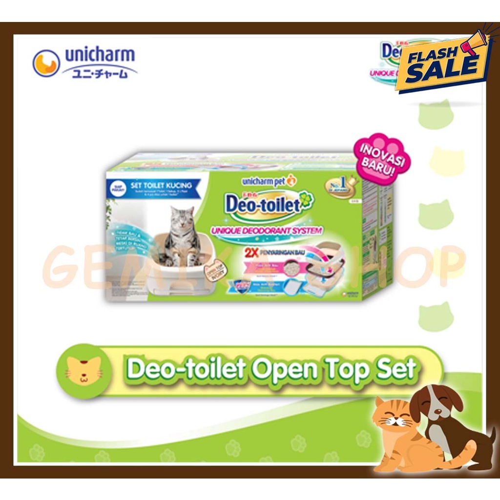 PAKET CAT LITTER  KOMPLIT PET TOILET OPEN TOP IVORY ( TOILET KUCING ) UNICHARM