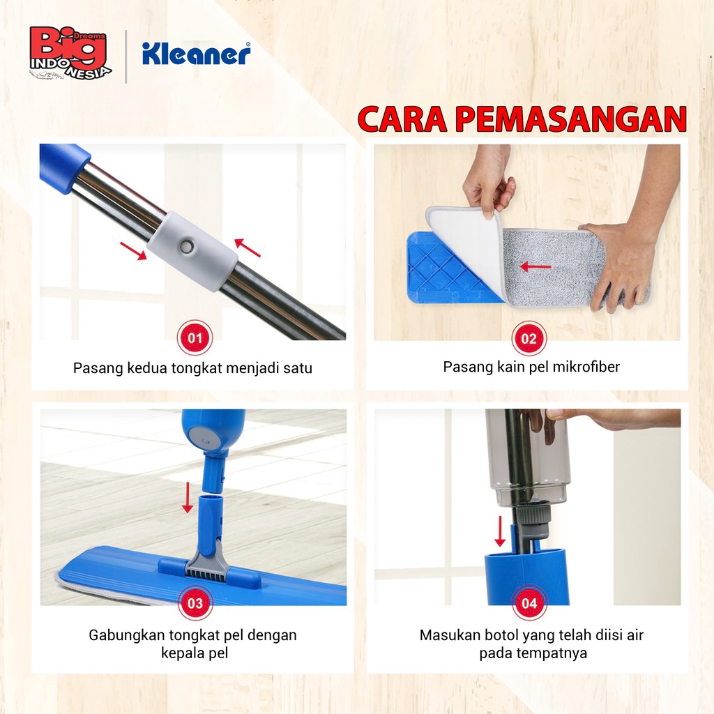 Alat Pel Semprot Kain Microfiber 2 In 1 Spray Mop Pembersih Lantai Kleaner GSA014