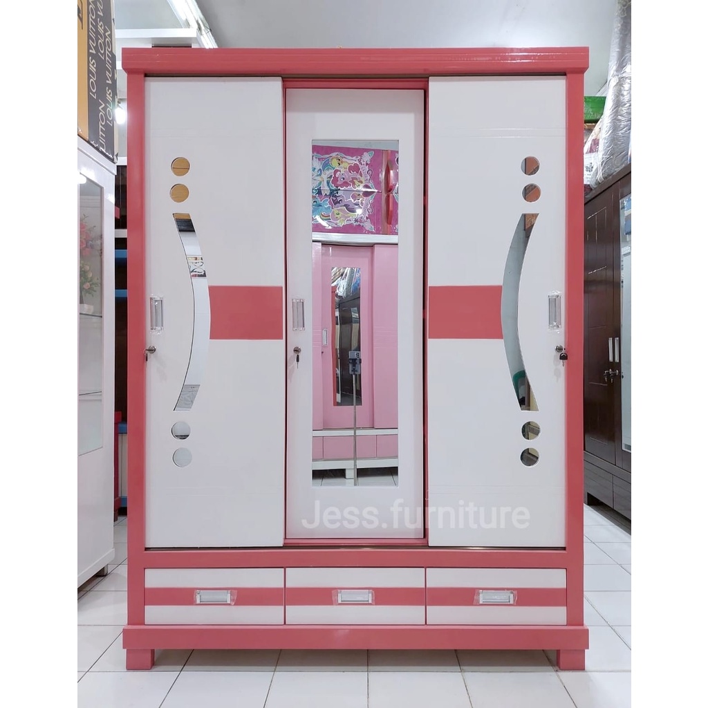 Lemari Baju Sliding Multitriplek , Lemari Baju Gamis 3Pintu , Lemari Baju 3Pintu Gantungan / Lemari 