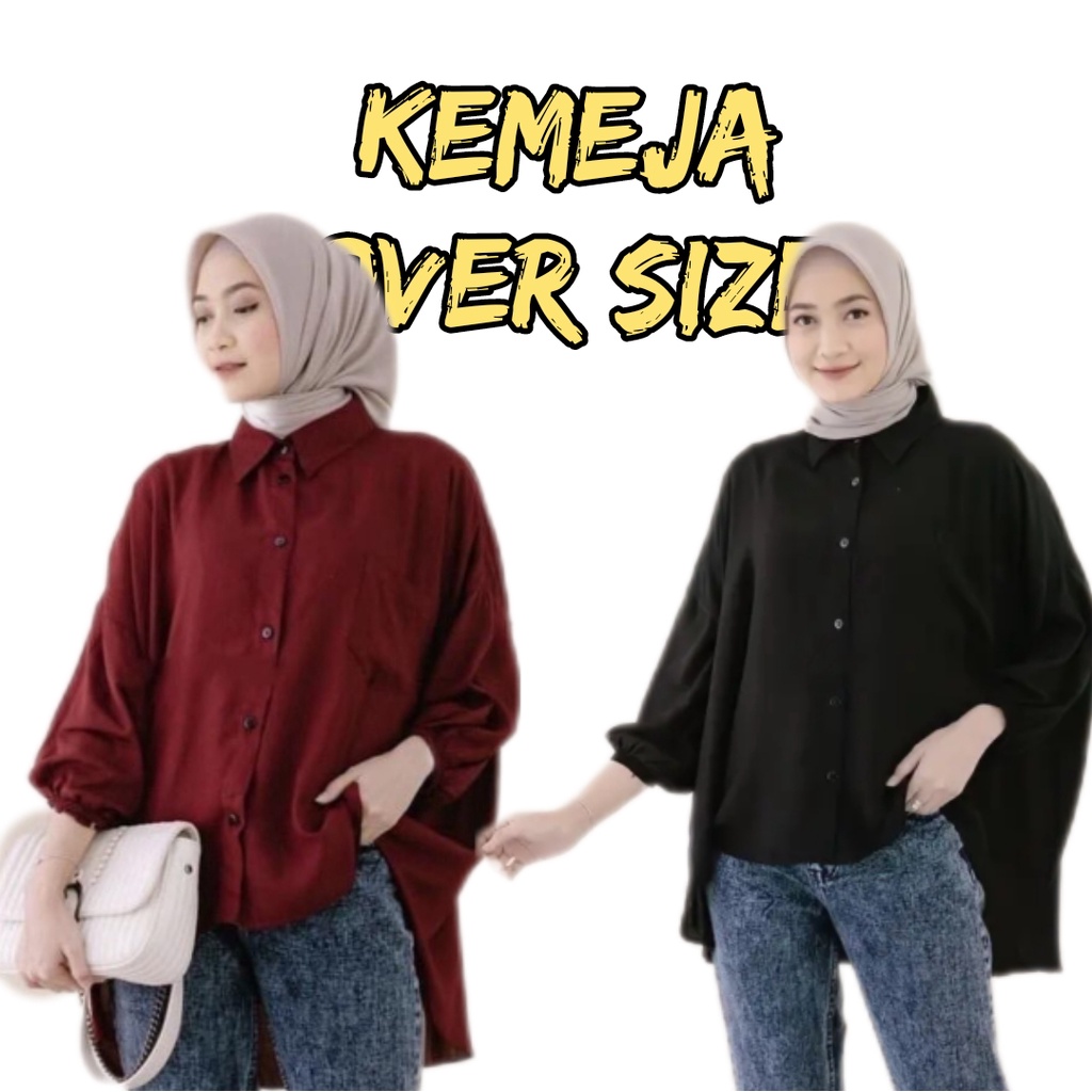 Kemeja Oversize Wanita / Kemeja Korea Oversize / Kemeja Jumbo Wanita