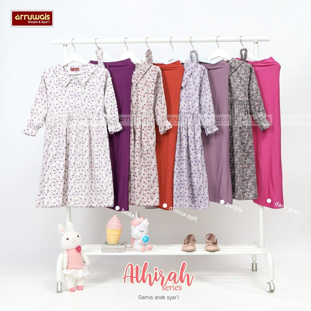 ARRUWAIS - Gamis anak Athirah dari bahan Katun jepang Motif bunga bunga kecil