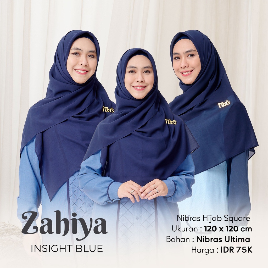 Nibras Hijab ZAHIYA Scarf Bahan Nibras Ultima Hijab Segiempat Polos Simpel Modern by NBRS Hijab bisa COD