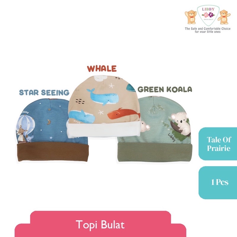 Makassar! LIBBY Topi Bulat Motif MIXED - Topi Bayi Newborn 3 PCS