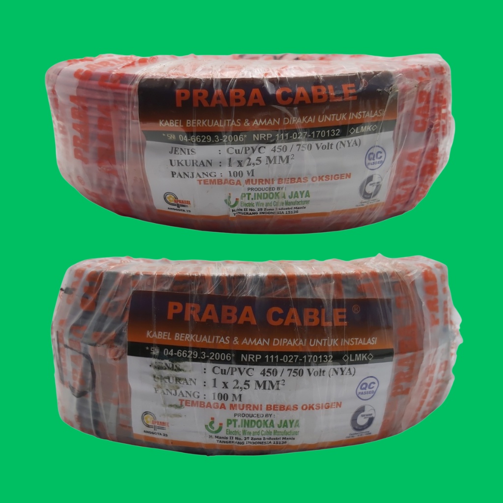 Kabel Llistrik Tunggal NYA 2,5 100MM Kabel NYA Praba 2,5 100 Meter
